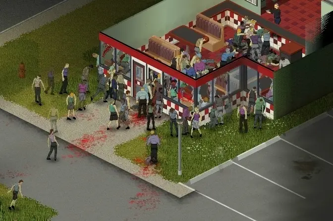Project Zomboid game server fighting against enemies in multiplayer host