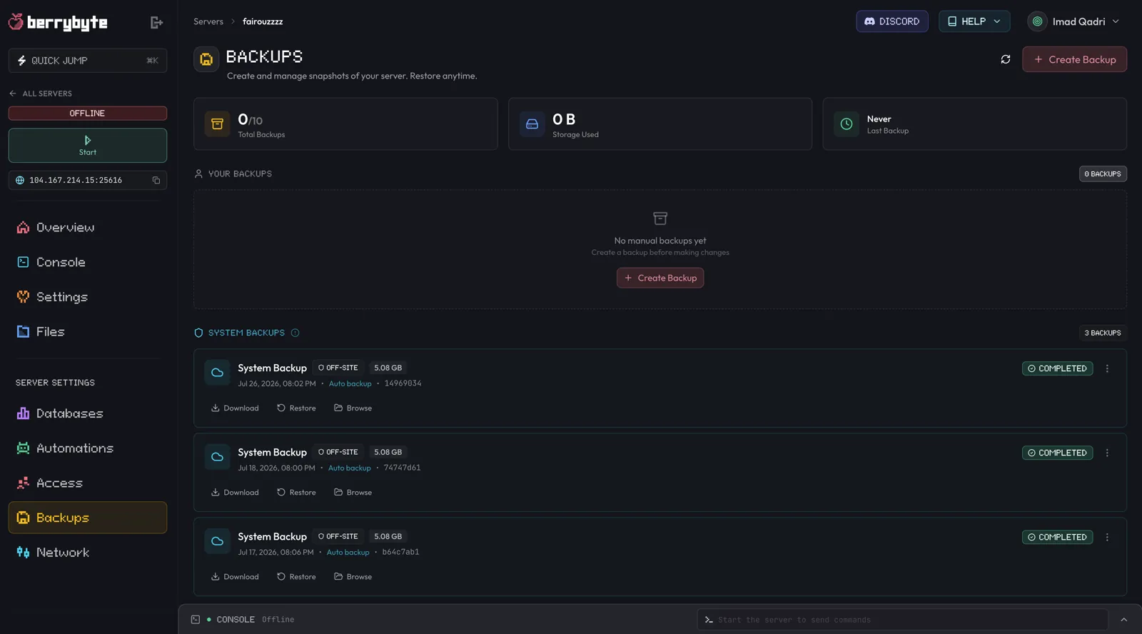 Backups overview