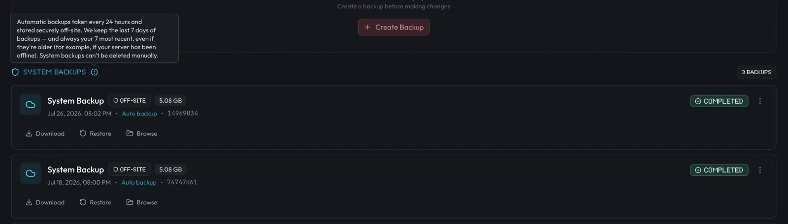 Automatic System Backups