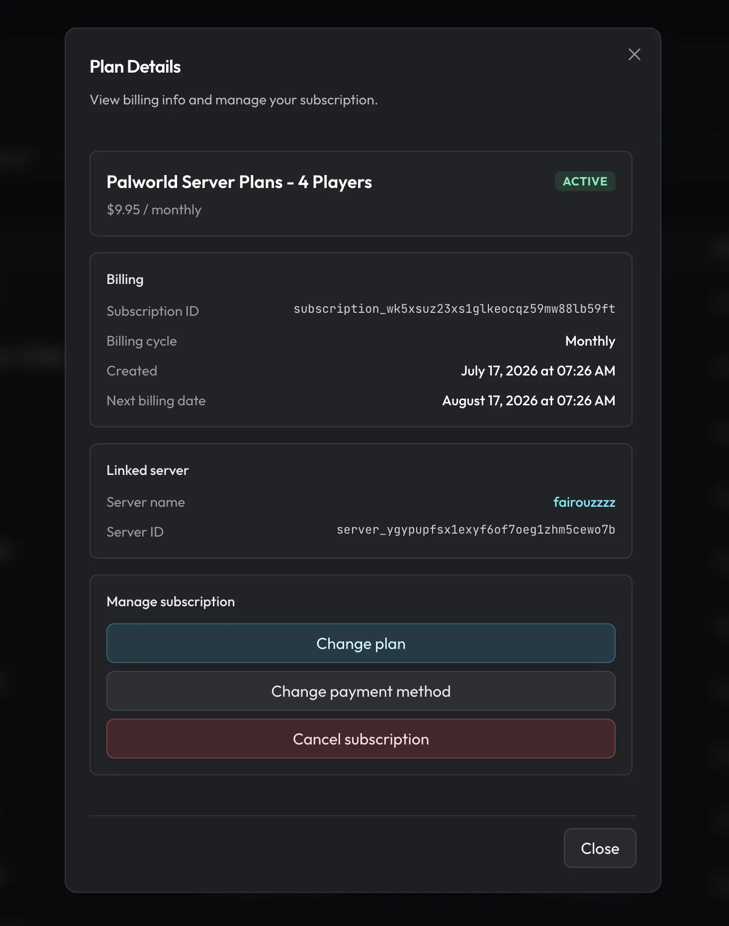 Plans and renewal dates