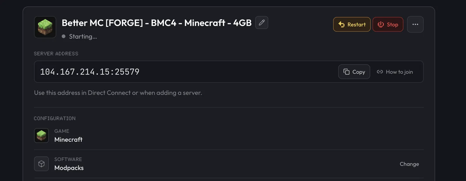Ready server with join address