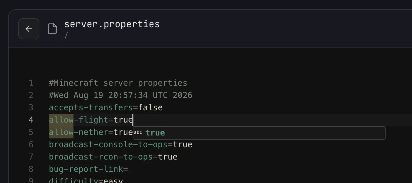 allow-flight in server.properties