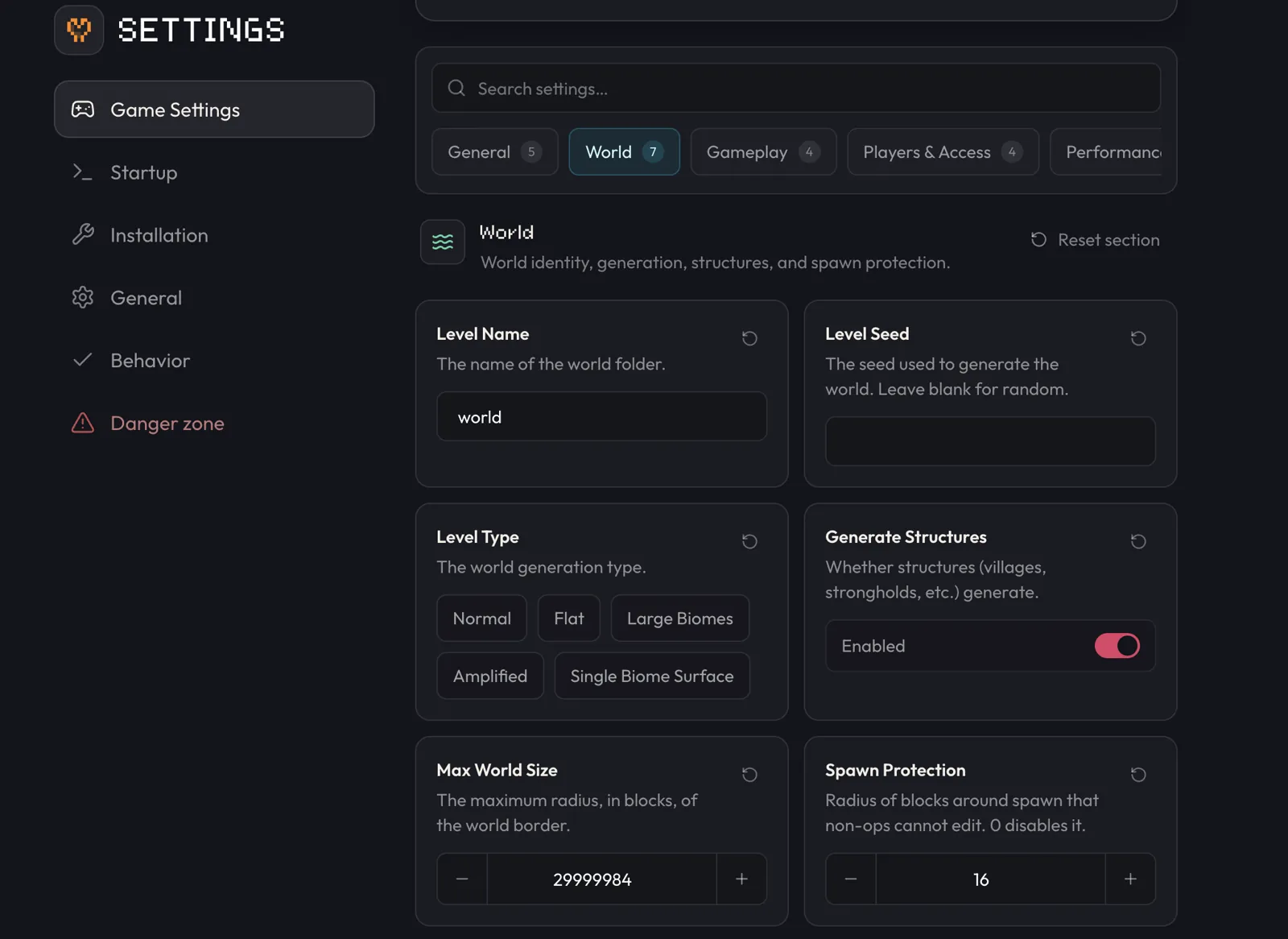 Minecraft Game Settings