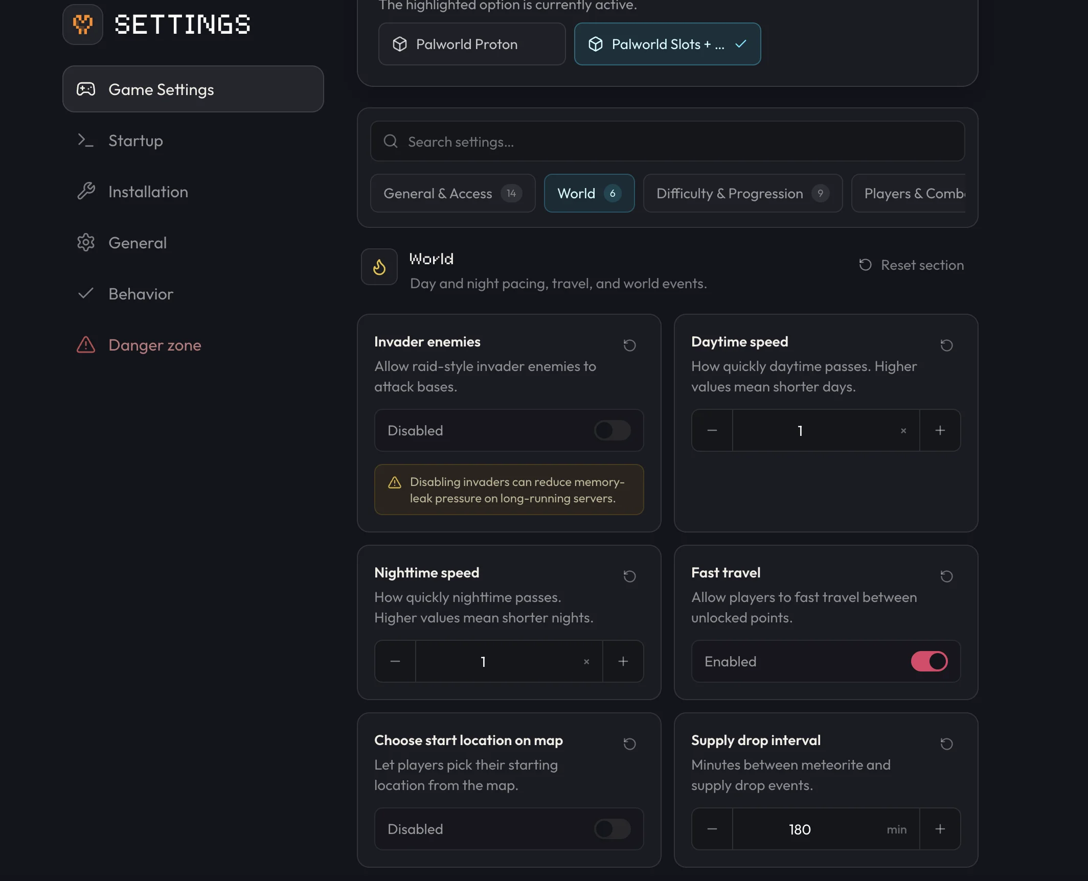 Settings → Game Settings