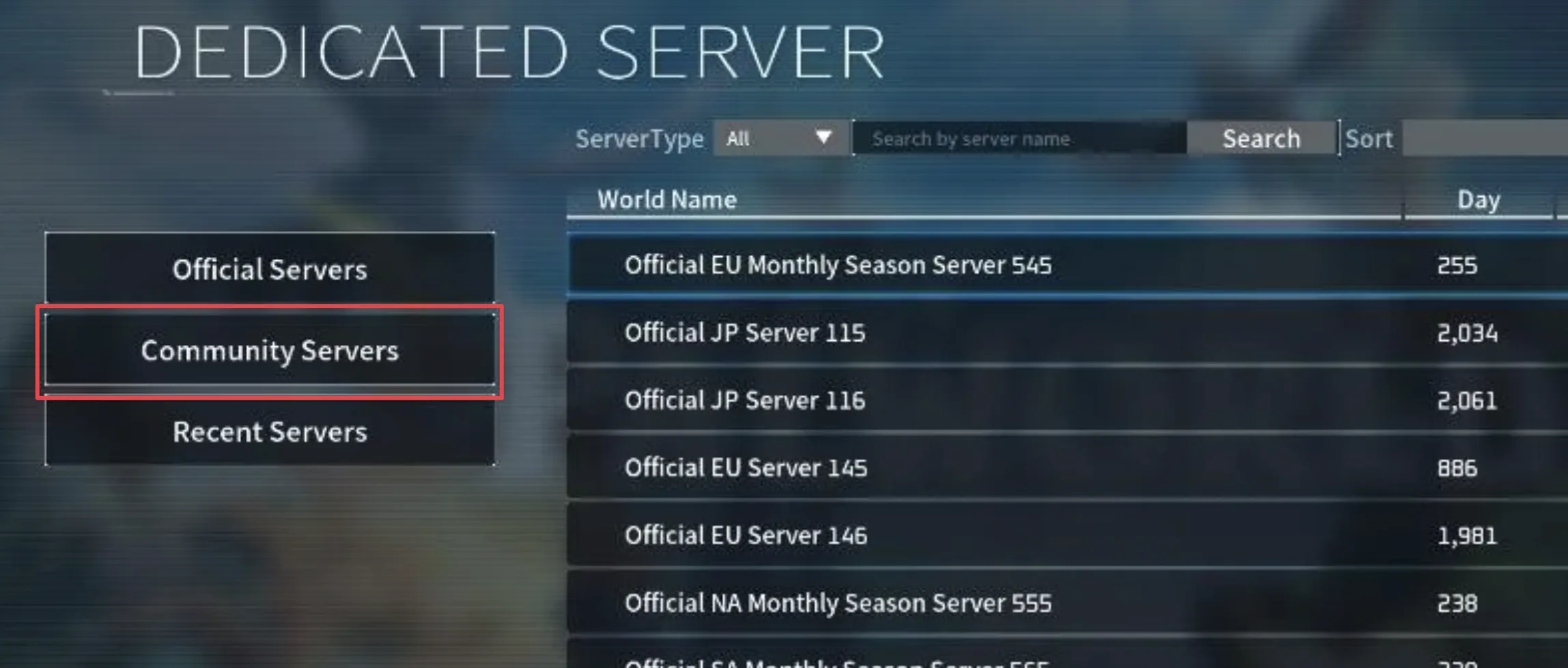 Palworld community server search on Xbox