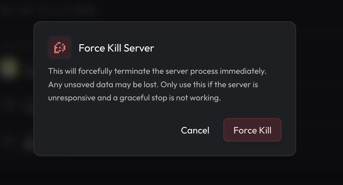 Force Kill confirmation