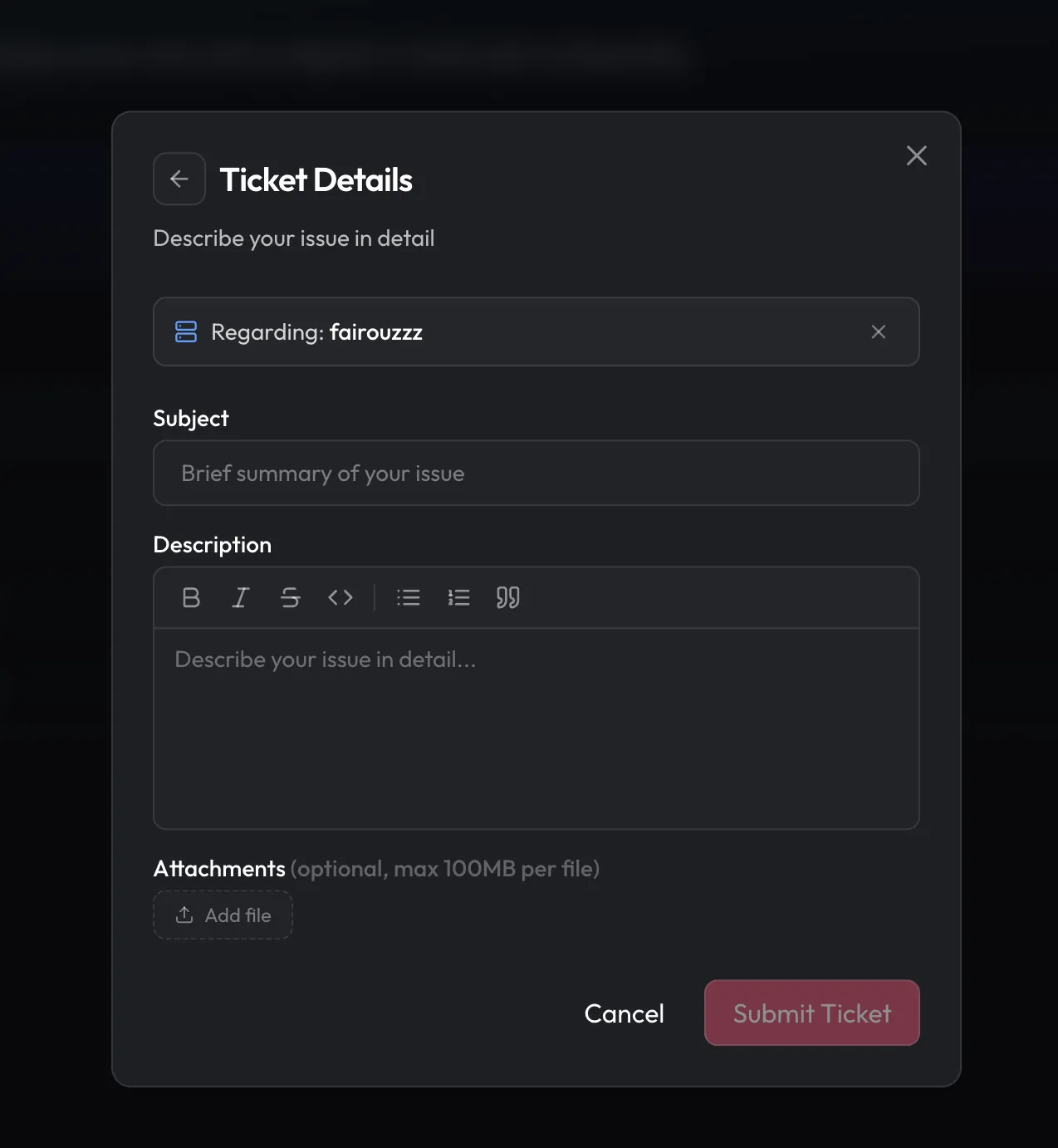 Ticket details