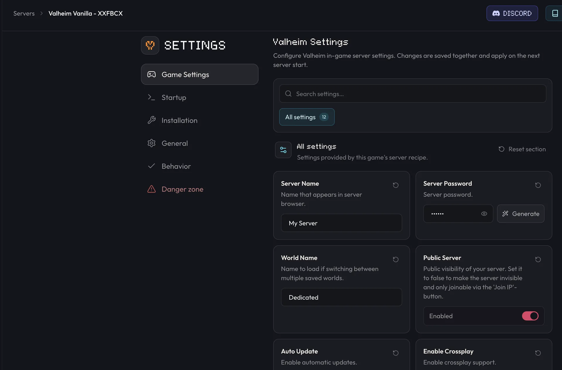 Valheim Game Settings
